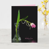roze tulp met parels in vaas denken kaart (Gele Bloem)
