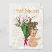 Roze tulp met  prinses Baby Girl Kaart (Voorkant)