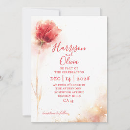 roze tulp minimalistische bloemige elegante trouw kaart