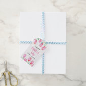 Roze Tulp Moederdag Design met Kinder namen Cadeaulabel (Met Touw)