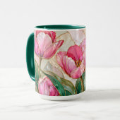 Roze Tulp Mok Elegante Bloem Coffee Kop (Voorkant links)