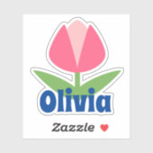 Roze Tulp Naam Sticker (Vel)