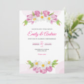 Roze Tulp Narcis Bloem Waterverf Trouwfeest Kaart (Staand voorkant)