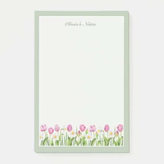 Roze Tulp Narcis Lente Bloemen Post-it Notities Post-it® Notes (Voorkant)