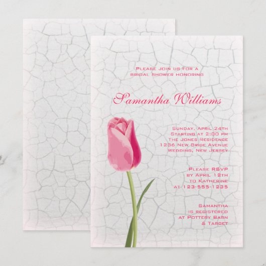 Roze tulp op het Vrijgezellenfeest Crackle Paint Kaart (Voorkant / Achterkant)