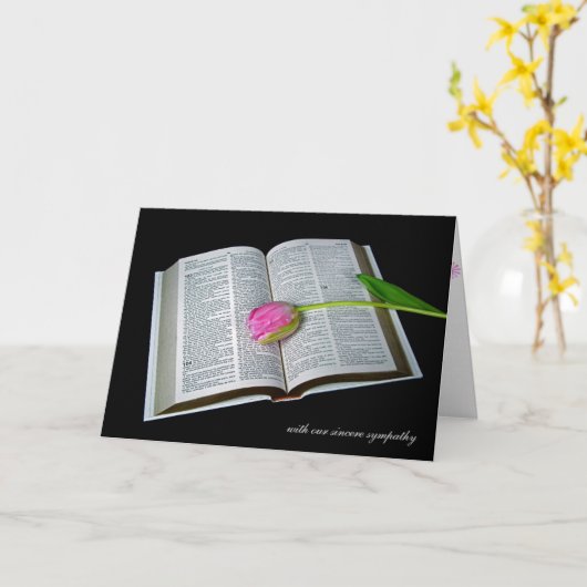 roze tulp over het Heilige Bijbelsgevoel Kaart (Gele Bloem)
