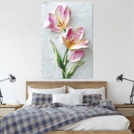 Roze Tulp Paar Textuur Abstracte Wandkunst Canvas Afdruk