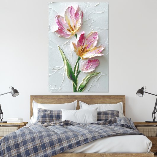Roze Tulp Paar Textuur Abstracte Wandkunst Canvas Afdruk (Insitu (Slaapkamer))