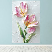 Roze Tulp Paar Textuur Abstracte Wandkunst Canvas Afdruk (Insitu (Houten vloer))