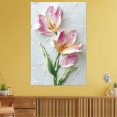 Roze Tulp Paar Textuur Abstracte Wandkunst Canvas Afdruk (Insitu (Woonkamer))