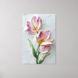 Roze Tulp Paar Textuur Abstracte Wandkunst Canvas Afdruk