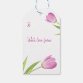 Roze Tulp Paasveer Elegante Bloemen Waterverf Cadeaulabel (Achterkant)