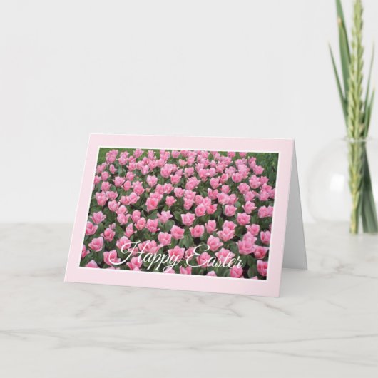 Roze Tulp Pasen Kaart (Voorkant)
