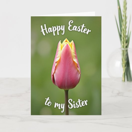 Roze Tulp Pasen Zuster Kaart (Voorkant)