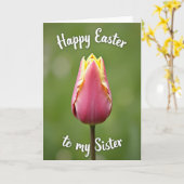 Roze Tulp Pasen Zuster Kaart (Gele Bloem)
