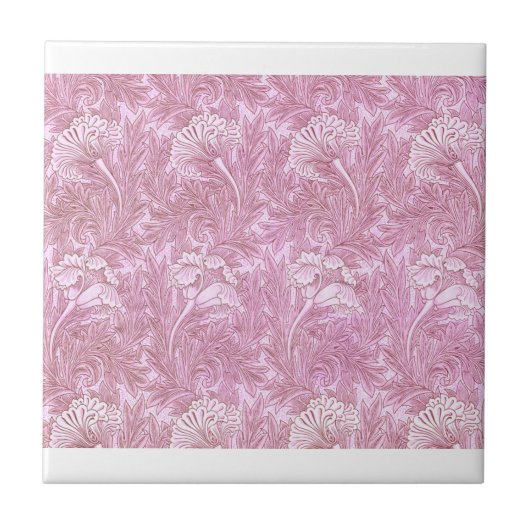 Roze Tulp Pattern van William Morris Tegeltje (Voorkant)