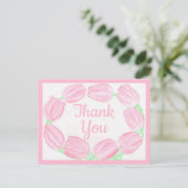 Roze Tulp Rand ~ Dankkaart Briefkaart (Staand voorkant)