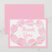 Roze Tulp Rand ~ Dankkaart Briefkaart (Voorkant / Achterkant)