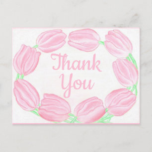 Roze Tulp Rand ~ Dankkaart Briefkaart