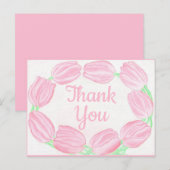 Roze Tulp Rand ~ Dankkaart Briefkaart (Voorkant / Achterkant)