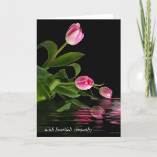 Roze Tulp Reflectie in Water Sympathie Kaart