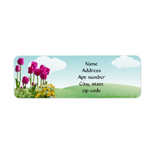 Roze Tulp Retouradres Lente Etiket (Voorkant)