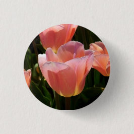 Roze tulp ronde button 3,2 cm