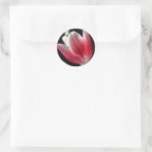 Roze tulp ronde sticker (Tas)