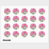 Roze tulp ronde sticker (Vel)