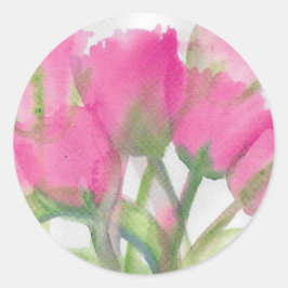Roze tulp ronde sticker