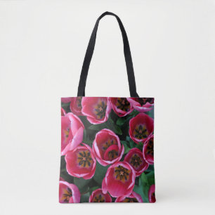 Roze tulp schoonheid tote bag