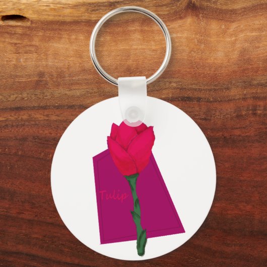 Roze tulp sleutelhanger (Voorkant)