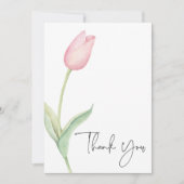 Roze Tulp Solo Bruidsuitnodiging Bedankkaart (Voorkant)