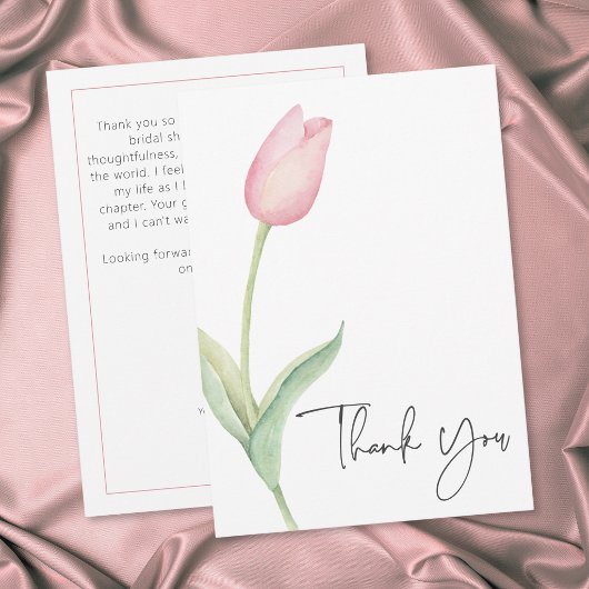 Roze Tulp Solo Bruidsuitnodiging Bedankkaart