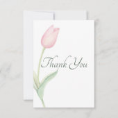 Roze Tulp Solo Bruiloft Bedankkaart (Voorkant)