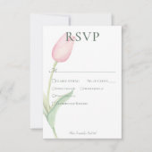 Roze tulp solo bruiloft diner RSVP kaartje (Voorkant)