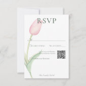 Roze Tulp Solo Bruiloft QR Code RSVP Kaartje (Voorkant)