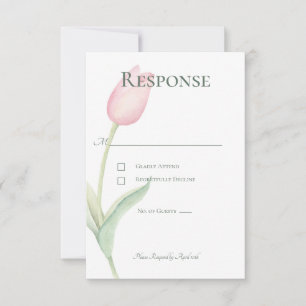 Roze Tulp Solo Bruiloft RSVP Kaartje