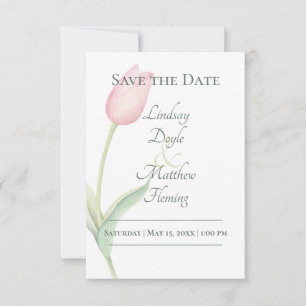 Roze Tulp Solo Bruiloft Save The Date