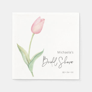 Roze Tulp Solo Vrijgezellenfeest Cocktail Servet