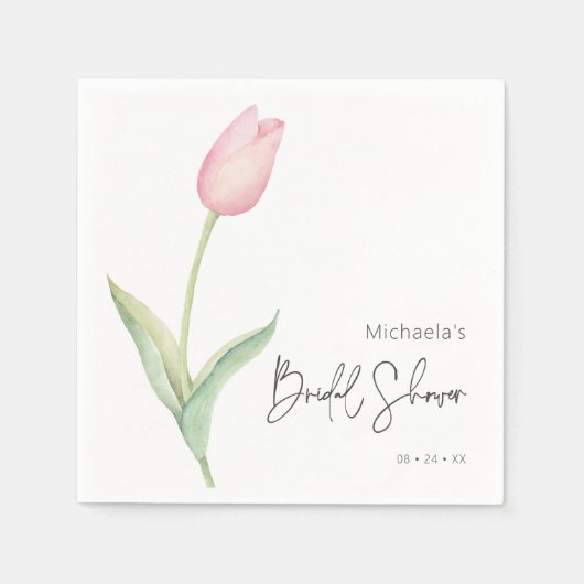 Roze Tulp Solo Vrijgezellenfeest Cocktail Servet (Voorkant)