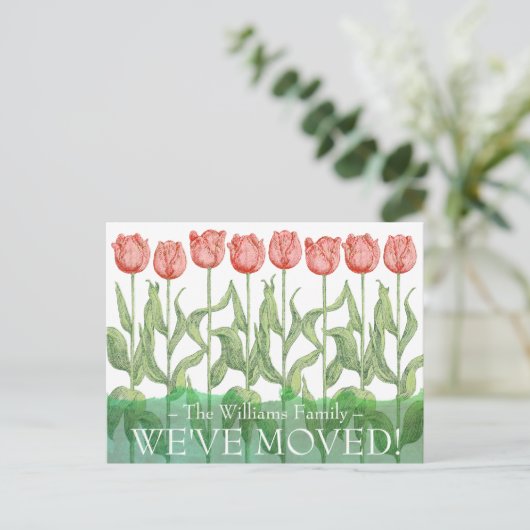 Roze Tulp Spring Bloem Bewegend Briefkaart (Staand voorkant)