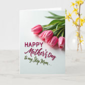 Roze Tulp Stiefmoeder Dag Kaart (Gele Bloem)