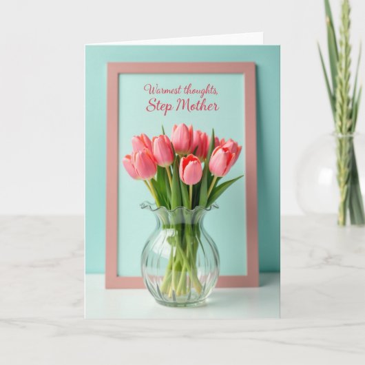 Roze Tulp Stiefmoeder Kaart (Voorkant)
