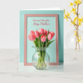 Roze Tulp Stiefmoeder Kaart (Gele Bloem)