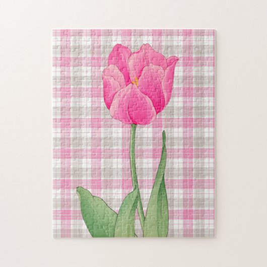 Roze Tulp  Stijl Graphic Art Puzzel (Verticaal)