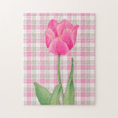 Roze Tulp  Stijl Graphic Art Puzzel Legpuzzel (Verticaal)