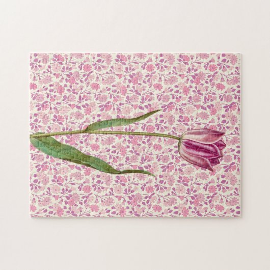 Roze Tulp  Stijl Kunst Puzzel Legpuzzel (Horizontaal)