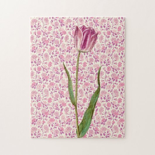 Roze Tulp  Stijl Kunst Puzzel Legpuzzel (Verticaal)