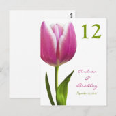 Roze Tulp Tafel Nummer Kaart (Voorkant / Achterkant)